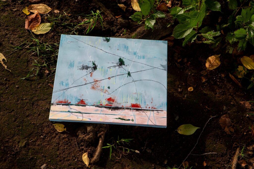 SuikA10, mixed media on canvas, 45.5 × 38 cm, 2025, by Asa Aida